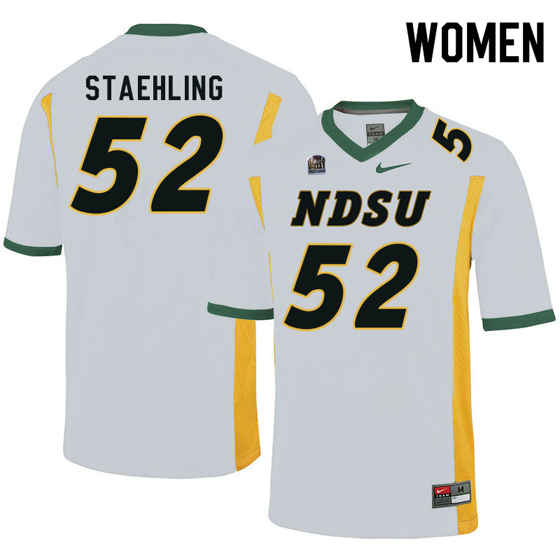 Women #52 Nathaniel Staehling North Dakota State Bison College Football Jerseys Sale-White